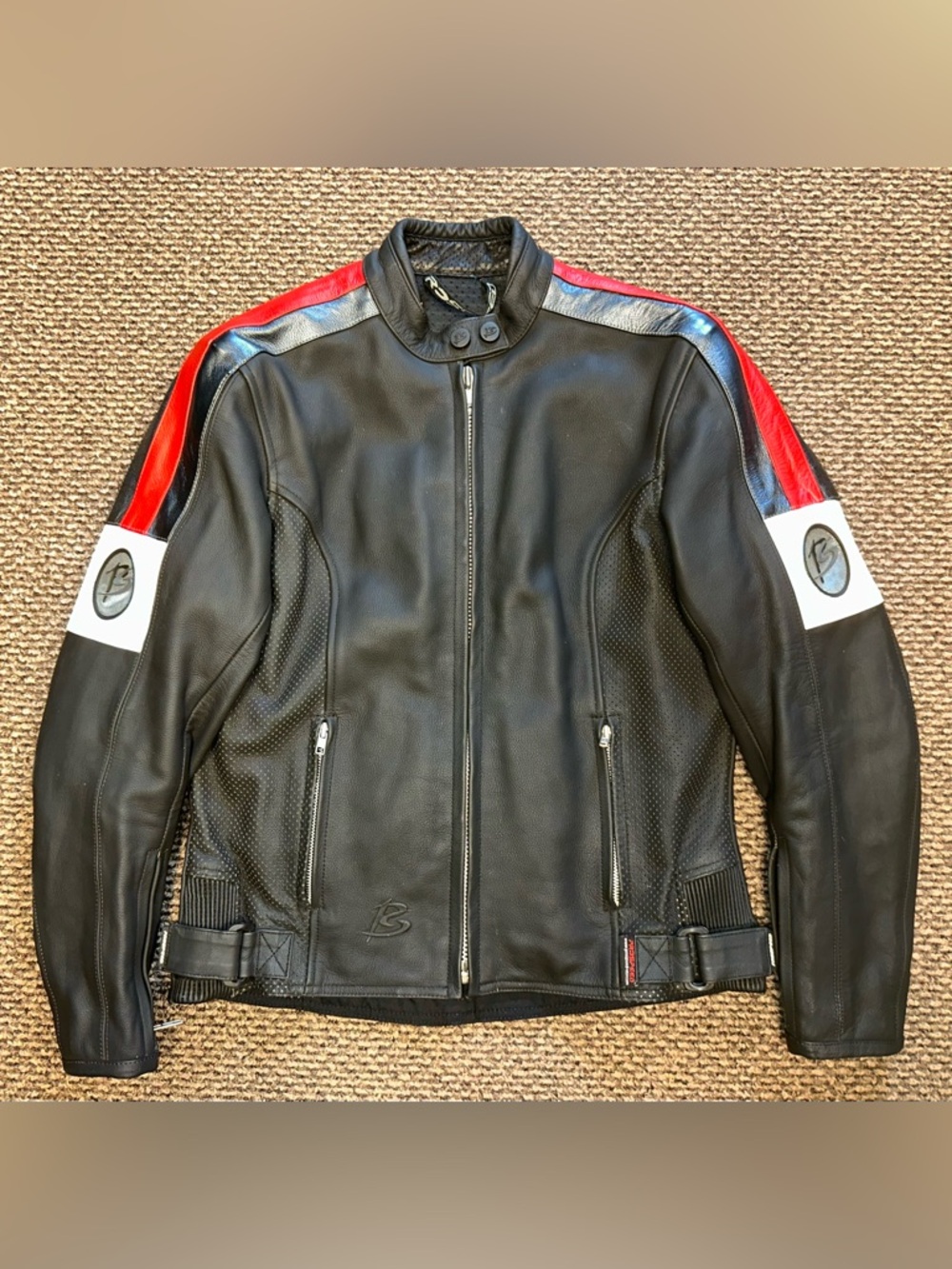 Vintage Prospeed Leather  Motorcylcle Biker Jacket Black Red White M NEVER WORN